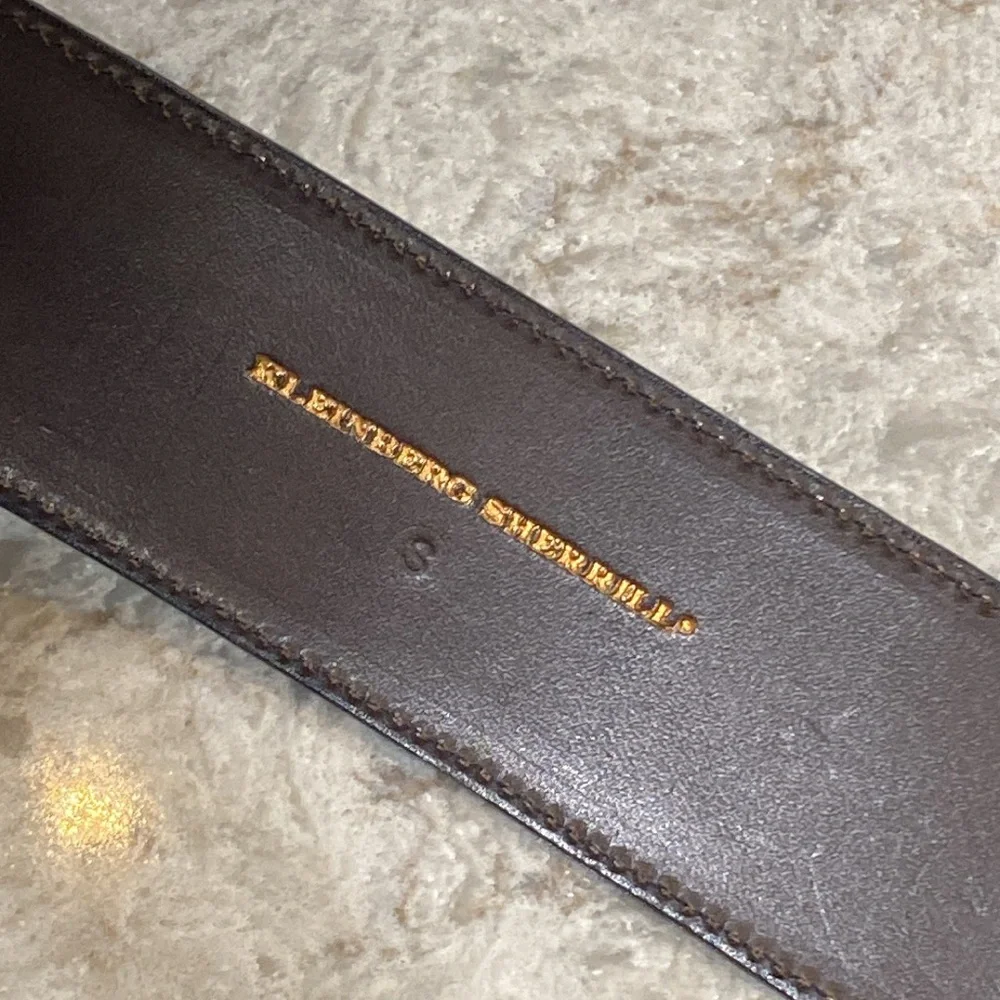 Kleinberg Sherrill Genuine Exotic Leather Belt w/ Gold Bubbly Buckle Detail 1988